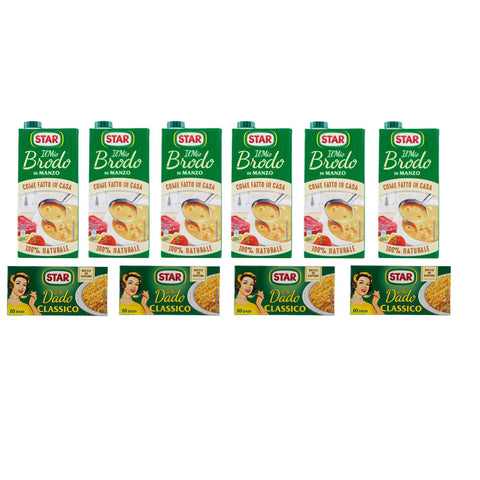 Star brodo Manzo Brühe Flüssigkeit Rindfleisch an Geschmack Fertiggerichte 4x Star classico dado brodo Suppenwürfel Brühe 6x 1Lt italienisch Original