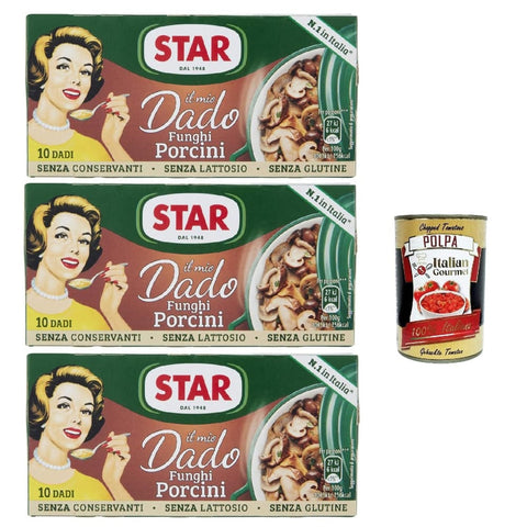 Star Brühe Star dado funghi porcini brodo Steinpilze Suppenwürfel Brühe 10 pz. 3x 100 g italienisch Original 8032804040014