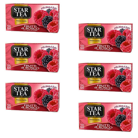 Star The Frutti di bosco tè tea box 25 Tee beutel Beeren 42,5g Schwarztee 6x Original italienisch