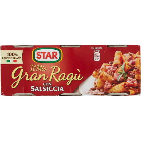 Star Il Mio Gran Ragù Star con Salsiccia tomatensauce sauce mit italienischer Wurst Tomatensuppe Pastasauce 3x100 g 6x italienisch Original