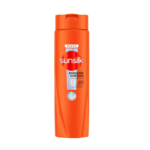 3x Sunsilk, Shampoo Riparazione Istantanea Shampoo für geschädigtes Haar, repariert das Haar bereits nach einer Anwendung*, Formel angereichert mit einem Reparaturkomplex aus Peptiden, Vitamin C und Mandelöl, 250 ml