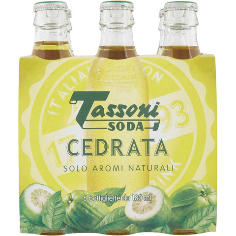 Tassoni Cedrata Soda Italian citron soft drink aperitif Zeder 180 ml Glasflasche Limonade italienisch Original