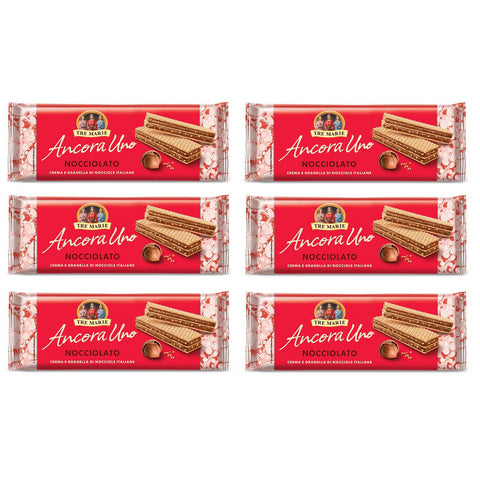 Tre Marie Ancora Uno Wafer Nocciolato Waffel gefüllt mit Haselnusscreme und gehackte Haselnüsse 140 g 6x italienisch Original Kekse