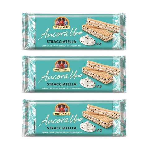 Tre Marie Kekse Tre Marie Ancora Uno Wafer Stracciatella Waffeln gefüllt mit Milchschokolade Creme und Schokoladenstücke 140g 3x Original italienisch 8002190003412