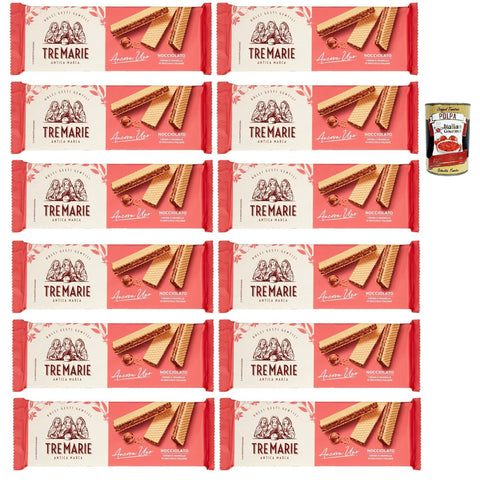 Tre Marie Ancora Uno Wafer Nocciolato Waffel gefüllt mit Haselnusscreme und gehackte Haselnüsse 12x140g Original italienisch Gebäck