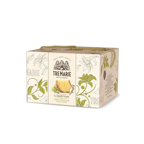 TreMarie Snack Kuchen & Backwaren Tre marie Panettone al Pistacchio Weihnachtskuchen mit Pistazien und Zuckerweichteig mit Pistazienwürfeln 950 g  16 SONDERANGEBOT 8004205047657