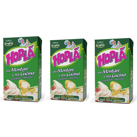 Trevalli Hopla Panna da montare e per cucina Sahne zum Kochen Gluten frei basierend auf pflanzlichen Fetten 3x1000ml Original italienisch Zutat