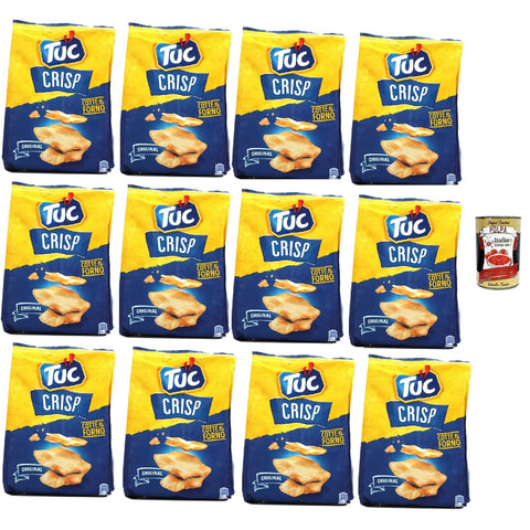 Tuc Crisp, Gusto Original, Knuspriges Blätterteiggebäck auf der Basis von im Ofen gegarten Kartoffeln chips mit 100% italienischem Weizen, 12x 100 g italienisch