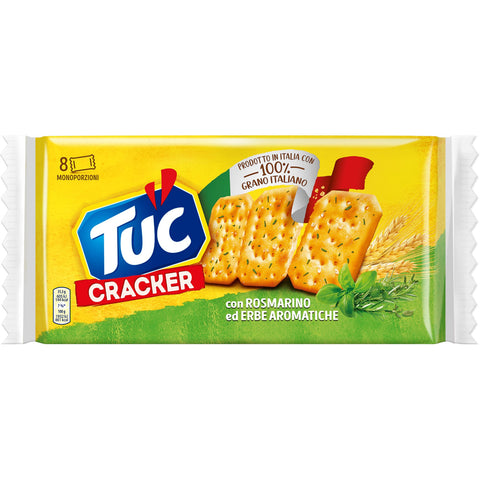 Tuc Cracker con Rosmarino ed Erbe Aromatiche mit Rosmarin und aromatischen Kräutern gebacken salziger Snack Salzgebäck 1x250g Original italienisch