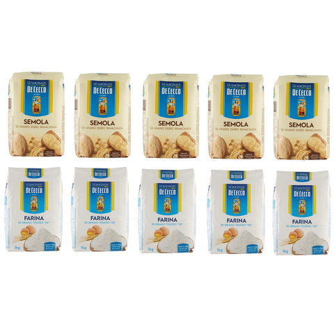 Valfrutta Farina De Cecco di grano tenero Mehl "00" De Cecco Hartweizengrieß Semola di grano duro rimacinata 1 kg 5x italienisch Original + kostenlos polpa 400 g