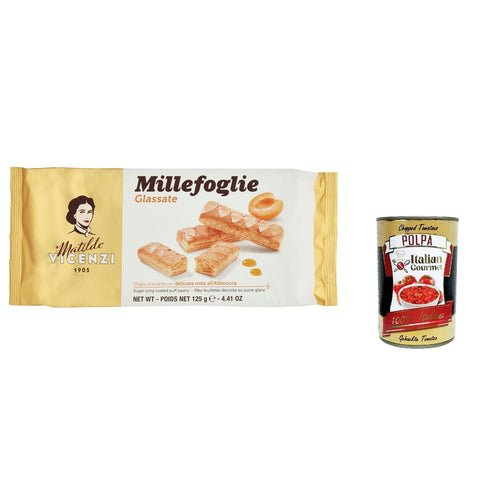 Vicenzi MilleFoglie D'Italia Mini Snack mit Mit Albicocca Glasur überzogen Italienisches Blätterteiggebäck mit Mit 12x125g Original italienisch