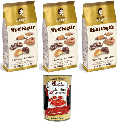 Vicenzi Matilde Vicenzi Mini voglie Assortite Verschiedene Kekse 3x250 g italienisch Original + kostenlos polpa 400 g