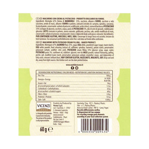 Vicenzi Kekse 4x Vicenzi Macaron al Pistacchio Pistazien-Macaron 60gr