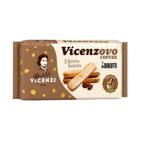 Vicenzi Kekse 6x Vicenzi Vicenzovo Savoiardi al Caffè Bialetti Löffelbiskuits mit Kaffeegeschmack 200g
