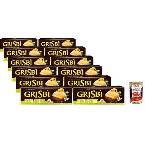 Vicenzi Kekse Vicenzi Grisbì Senza Glutine Limone - Glutenfreie Kekse aus Shortcruel - Gebäck, mit Zitronencreme gefüllt, ideal zum Frühstück, Snacks oder Snack, 12 Packungen 1.800 g inkl. Italian Gourmet polpa 400g Original italienisch 8000350005788