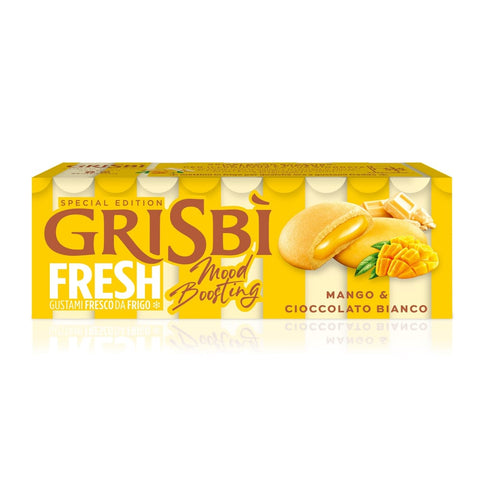 Vicenzi Knabberartikel 3x Vicenzi Grisbì Mango e Cioccolato bianco Kekse mit Mango- und weißer Schokoladencremefüllung, 112 g