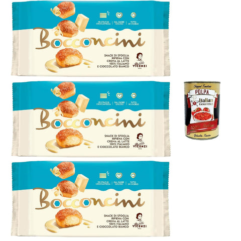 Vicenzi Matilde millefoglie Bocconcini al Latte e Cioccolato Bianco, Blätterteigbacken,knusprige und zarte,süße Snack, gefüllt mit Milch und weiße Schokoladecreme 3x 100 g italienisch Original