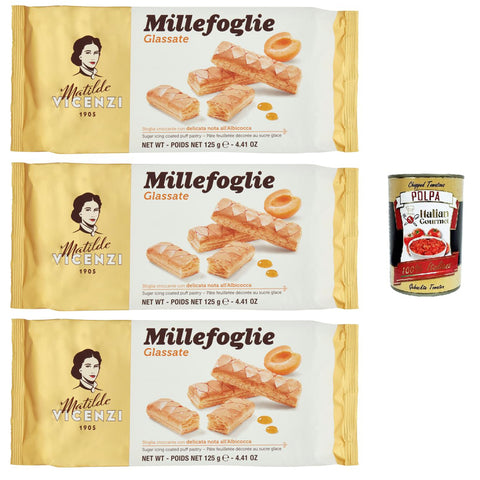 Vicenzi Matilde Vicenzi - Millefoglie D'Italia Glassate Kekse mit einer exquisiten Glasur des zarten Finishs mit dem Albicocca 3x125 g italienisch Original +