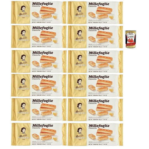 Vicenzi Snack Kuchen & Backwaren Vicenzi Matilde Millefoglie Classiche, Italienische Blätterteigstangen, zart, leicht und knusprig mit unwiderstehlicher und butterartiger Geschmack! 12x 125 g kekse italienisch Original 8000350008093