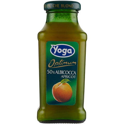 Yoga Bar Albicocca Aprikose Fruchtsaft Getränk Fruchtgeschmack Glasflasche fruit juice 200 ml 48x italienisch Original Riegel