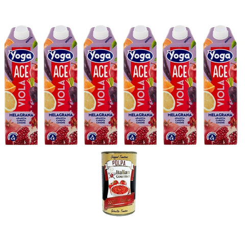 Yoga Fruchtsäfte Yoga ACE Viola Mehrfruchtsaft, Melagrana, Arancia, Carota, Limone, Lila Granatapfel Orange Karotte Zitrone 6x1 L italienisch Original 8032804040014