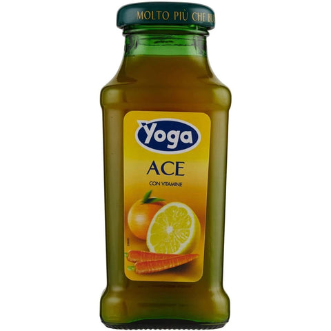 Yoga Fruchtsäfte Yoga Bar Ace Orangen und Karottensaft Fruchtsaft Getränk Fruchtgeschmack Vitamine A, C und E Glasflasche 200 ml fruit juice italienisch Original 8001440307386