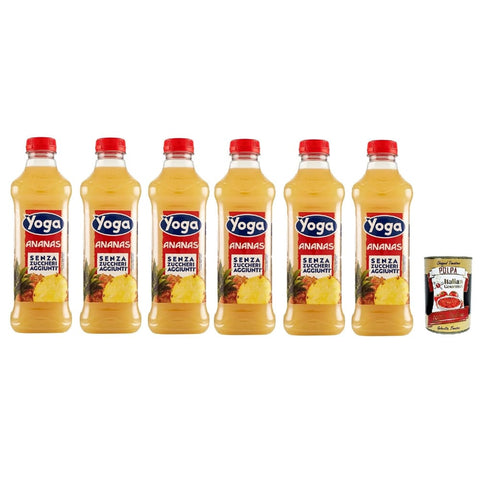Yoga Fruchtsäfte Yoga Optimum Succo di Frutta all' Ananas Senza Zuccheri aggiunti, Ananas-Fruchtsaft ohne Zuckerzusatz,6x 1Lt Original italienisch inkl. Italian Gourmet Polpa 400g 8032804040014