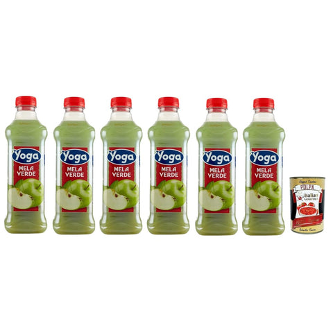 Yoga Fruchtsäfte Yoga Succo di frutta Mela Verde, grüner Apfel Früchte Fruchtsaft Getränk Fruchtgeschmack PET flasche fruit juice 6x 1000 ml inkl. Italian Gourmet polpa 400g Original italienisch 8001440136139