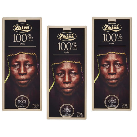 Zaini Riegel Zaini Tavoletta Cioccolato Fondente Extra Dunkler Schokoriegel Dunkle Schokolade 100% Kakao 3x 75g italienisch Original 8004735107739