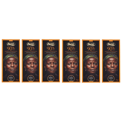 Zaini Riegel Zaini Tavoletta Cioccolato Fondente Extra Dunkler Schokoriegel Dunkle Schokolade 90% Kakao 6x 75g italienisch Original 8004735107715
