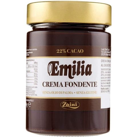Zaini Schokoladenaufstrich Zaini Emilia Crema Fondente Dunkle Creme Kakaocreme 22% Kakao streichfähige Creme 6x 350g italienisch Original
