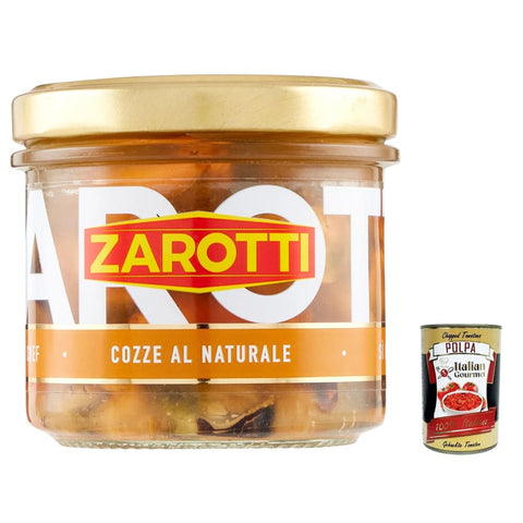 Zarotti Kräutertee Zarotti Cozze al naturale, Muscheln in Aufguß in glas 140g 3x Original italienisch inkl. Italian Gourmet Polpa 400g 8017384052114