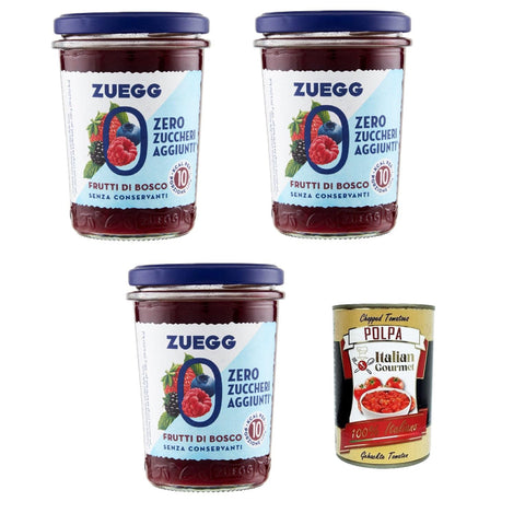 Zuegg Zero Frutti di bosco Beeren Marmelade Jam Ohne Zuckerzusatz Frei von Konservierungsstoffen Glas 3x 220g italienisch Original