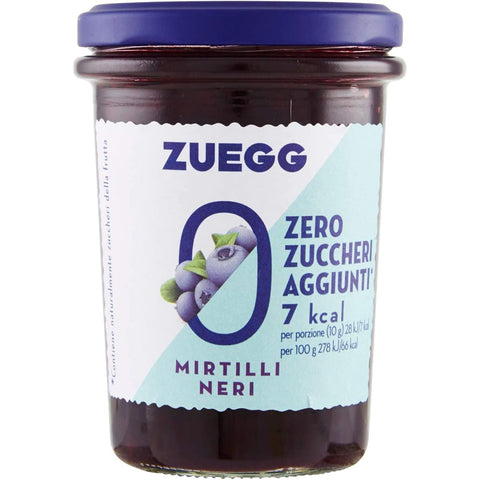 Zuegg Heidelbeer marmelade jam ohne Zuckerzusatz 220 g 6x italienisch Original Pastasauce + kostenlos Polpa 400 g