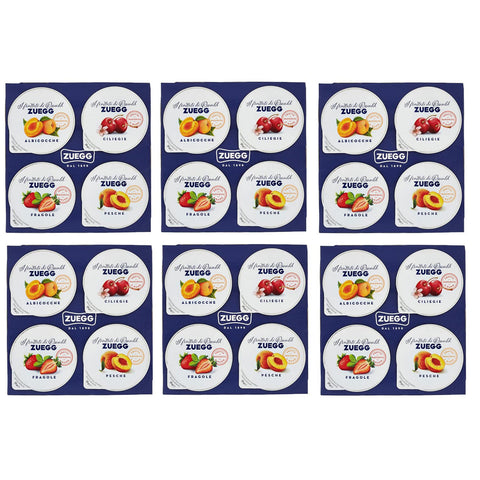 6x Zuegg Monoporzioni Marmeladen in Einzelportionen 4 Verschiedene Geschmacksrichtungen Aprikose - Pfirsich - Kirsche - Erdbeere 100 g ( 4x25 g )