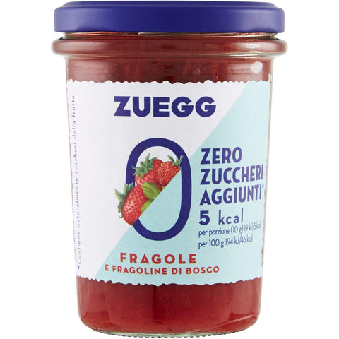 Zuegg Fragole e Fragoline di Bosco Erdbeeren und Walderdbeeren Marmelade Jam Ohne Zuckerzusatz Frei von Konservierungsstoffen Glas 220 g italienisch Original