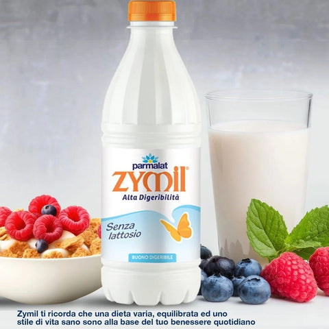 Zymil Milch Zymil Alta Digeribilita Senza lattosio Buono Digeribile in valigetta da 6 bottiglie senza lattosio 1 % Fett 6x1L italienisch Original 8002580004166